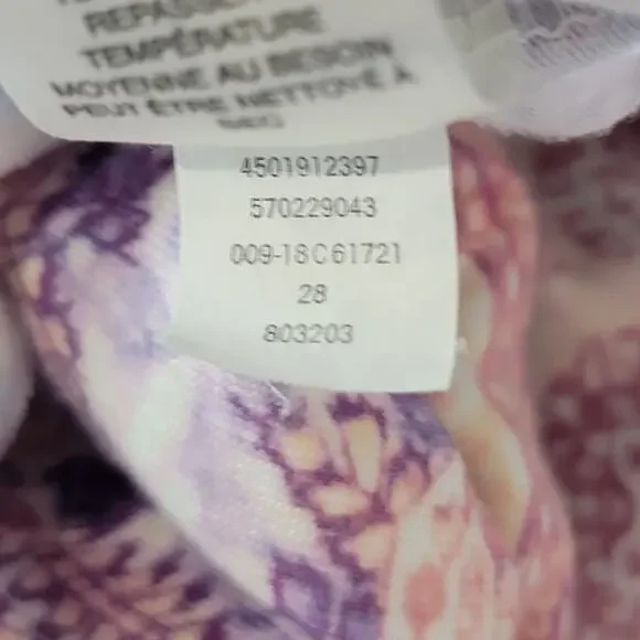 Chicos Womens Top Blouse Medallion Large Blue White Pink Pastel Artsy Art Spring - Picture 9 of 11